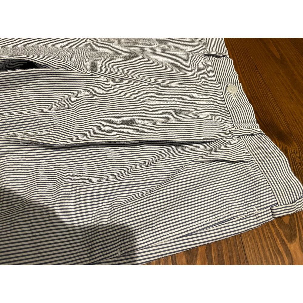 Brooks Brothers Elliot Seersucker Pleated Men's 36x34 Blue White Cuffed Pants - Picture 14 of 14